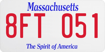 MA license plate 8FT051
