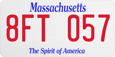 MA license plate 8FT057