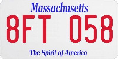 MA license plate 8FT058
