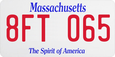 MA license plate 8FT065