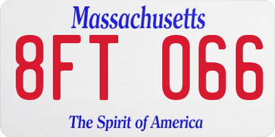 MA license plate 8FT066