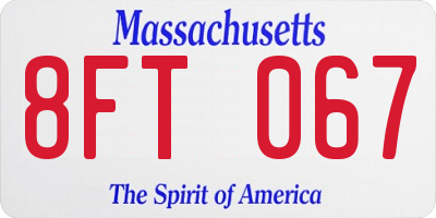 MA license plate 8FT067