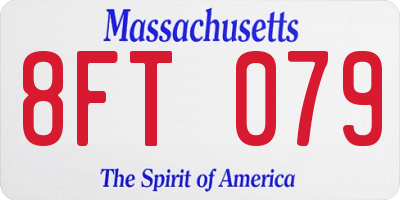 MA license plate 8FT079