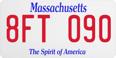 MA license plate 8FT090