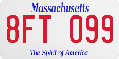 MA license plate 8FT099
