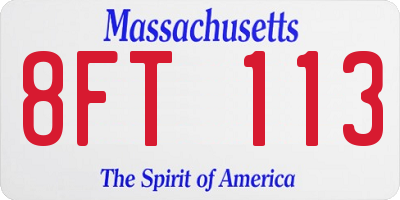 MA license plate 8FT113