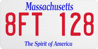 MA license plate 8FT128