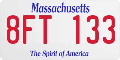 MA license plate 8FT133