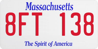 MA license plate 8FT138