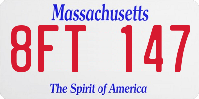 MA license plate 8FT147