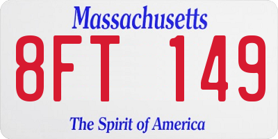 MA license plate 8FT149