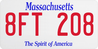MA license plate 8FT208