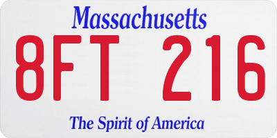 MA license plate 8FT216