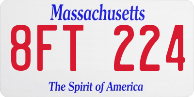 MA license plate 8FT224