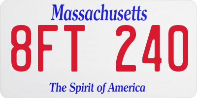 MA license plate 8FT240