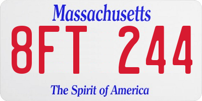 MA license plate 8FT244