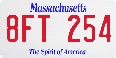 MA license plate 8FT254