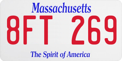 MA license plate 8FT269