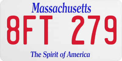MA license plate 8FT279