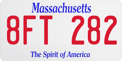 MA license plate 8FT282