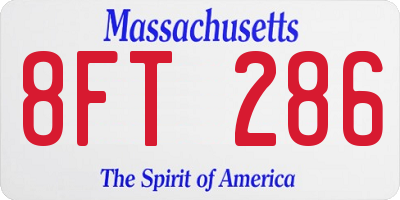 MA license plate 8FT286