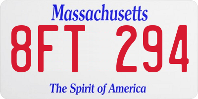 MA license plate 8FT294