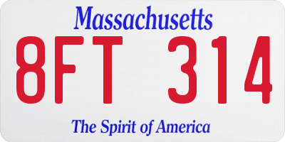 MA license plate 8FT314