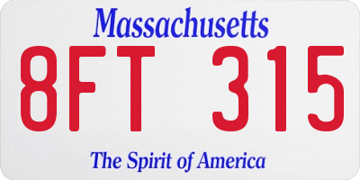 MA license plate 8FT315