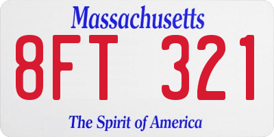 MA license plate 8FT321