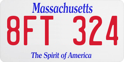 MA license plate 8FT324