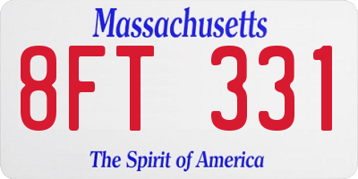MA license plate 8FT331