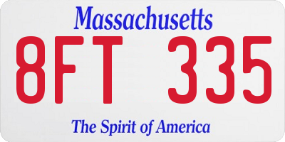 MA license plate 8FT335