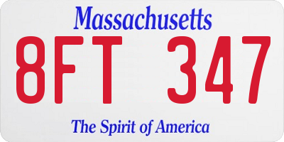 MA license plate 8FT347