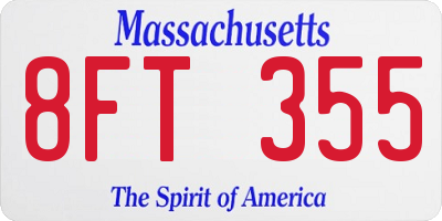 MA license plate 8FT355