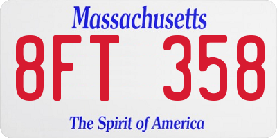 MA license plate 8FT358