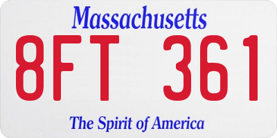 MA license plate 8FT361