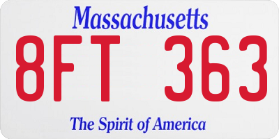 MA license plate 8FT363