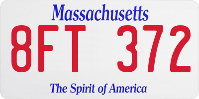 MA license plate 8FT372