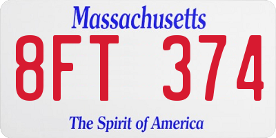 MA license plate 8FT374