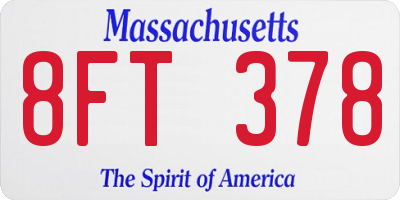 MA license plate 8FT378