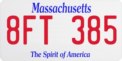 MA license plate 8FT385