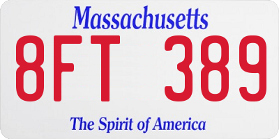 MA license plate 8FT389