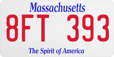 MA license plate 8FT393