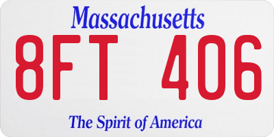 MA license plate 8FT406