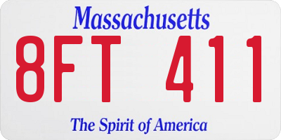 MA license plate 8FT411
