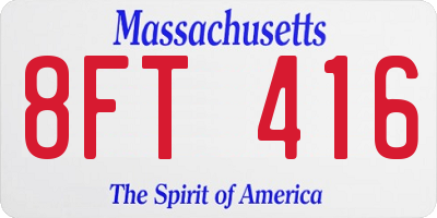 MA license plate 8FT416