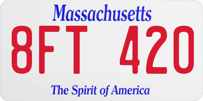 MA license plate 8FT420
