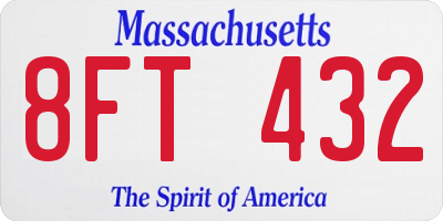 MA license plate 8FT432