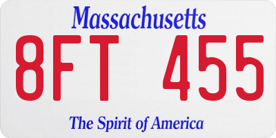 MA license plate 8FT455