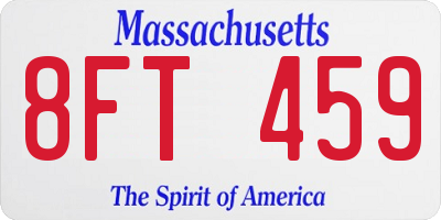 MA license plate 8FT459